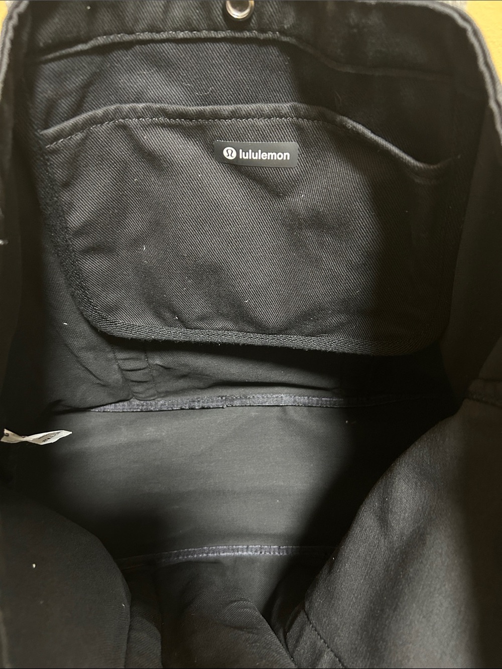 lululemon athletica Black Tote with White Logo and Trim - Canvas Shoulder Bag - Picture 4 of 4